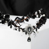 Zwarte Elfenkroon Haarband met Bloemen & Kristal | Gothic Cosplay Korting