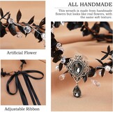 Zwarte Elfenkroon Haarband met Bloemen & Kristal | Gothic Cosplay Korting