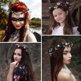 Zwarte Elfenkroon Haarband met Bloemen & Kristal | Gothic Cosplay Korting