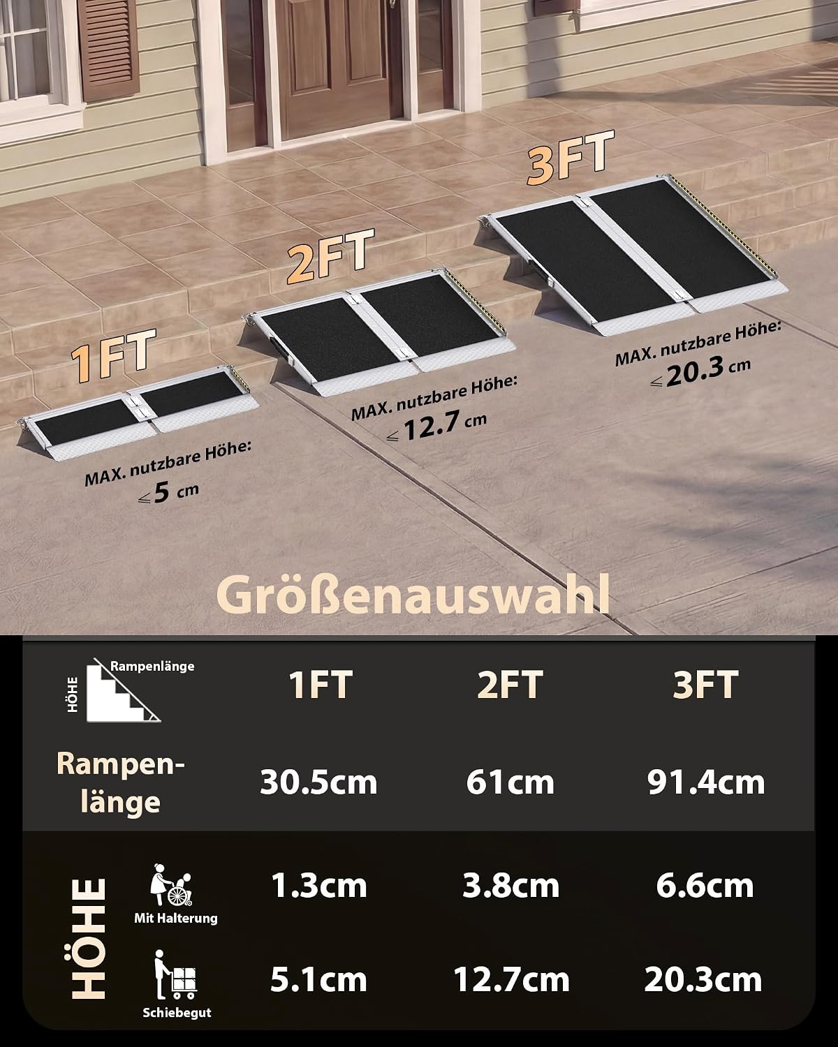 Opvouwbare Rolstoeloprit Aluminium - 61 cm - 363 kg draagvermogen - 34% Korting