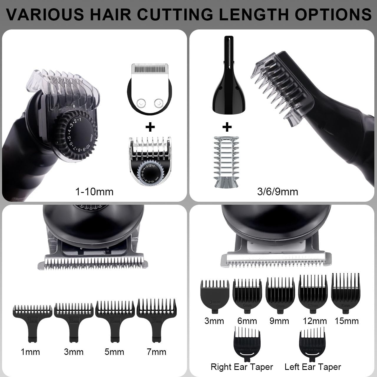 8-in-1 Baardtrimmer & Scheerapparaat - Instelbare Snelheid, Waterdicht
