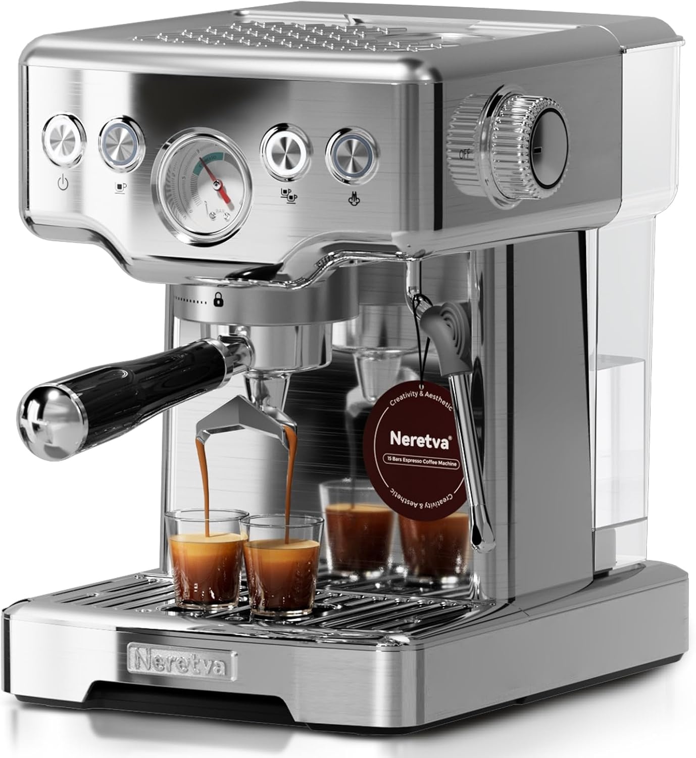 Espressomachine Zeefdrager 15 bar | RVS | 1.8L | 35% Korting