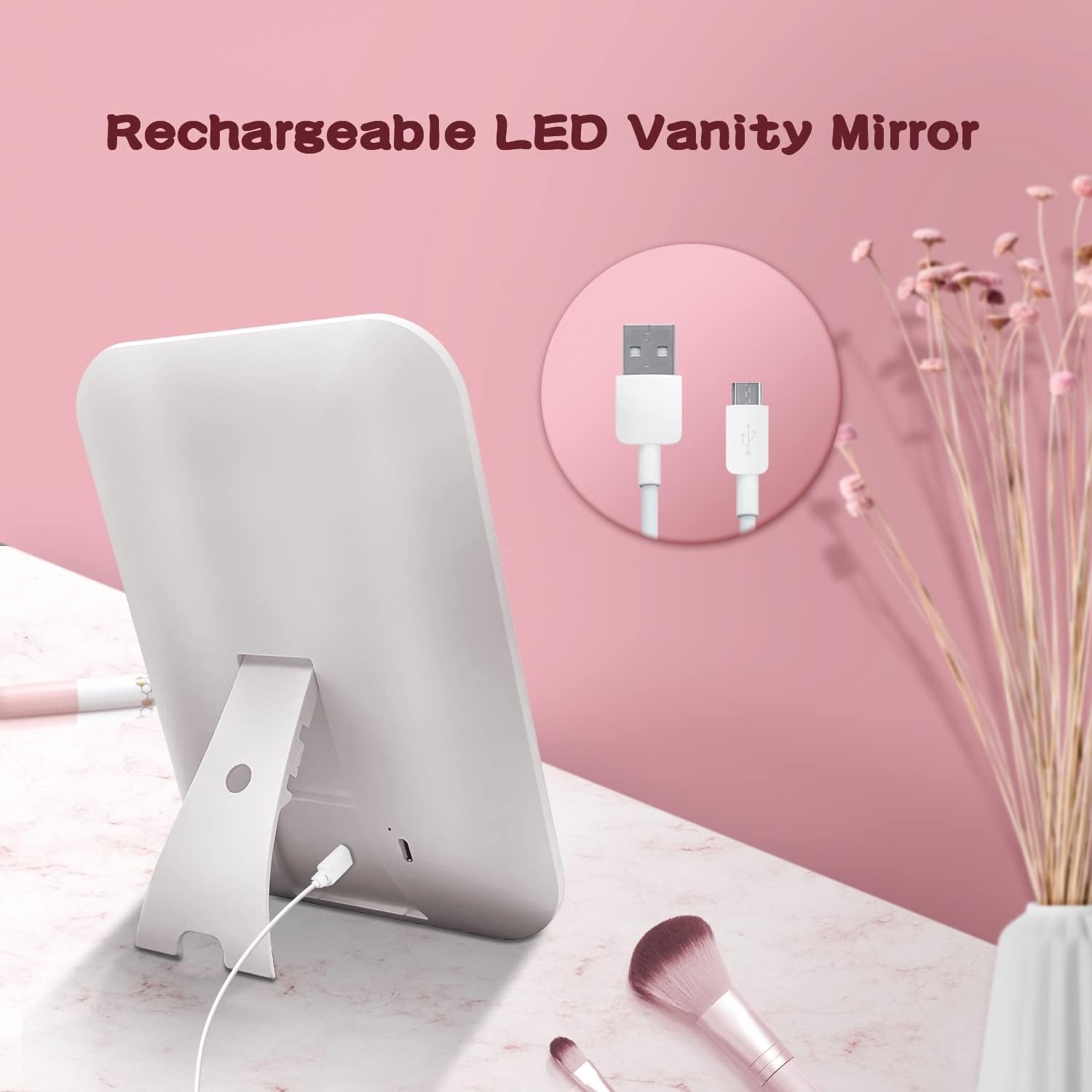 Vierkante LED Make-upspiegel 3 Lichtkleuren, Dimbaar & Geheugenfunctie - 34% Korting