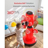Staande Bokszak Kinderen 6-14 Jaar | 360° Draaibaar | 64 Inch | Incl. Handschoenen & Pomp | 33% Korting