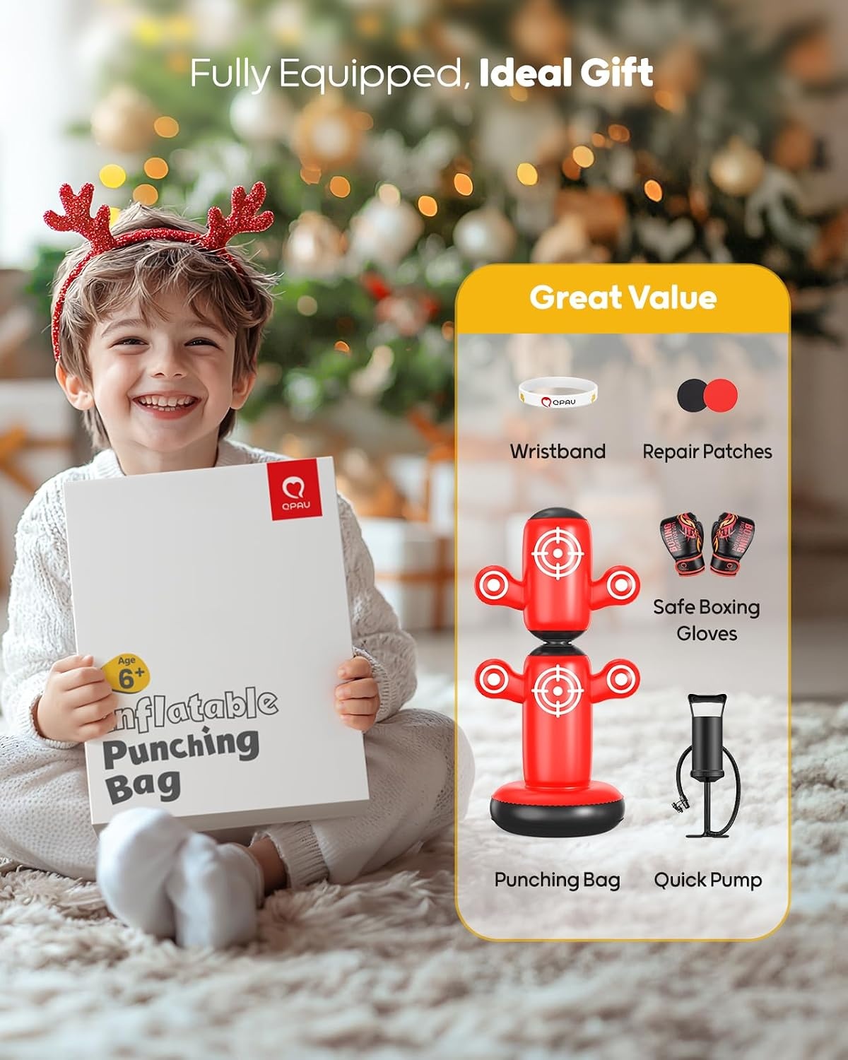 Staande Bokszak Kinderen 6-14 Jaar | 360° Draaibaar | 64 Inch | Incl. Handschoenen & Pomp | 33% Korting