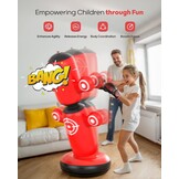 Staande Bokszak Kinderen 6-14 Jaar | 360° Draaibaar | 64 Inch | Incl. Handschoenen & Pomp | 33% Korting
