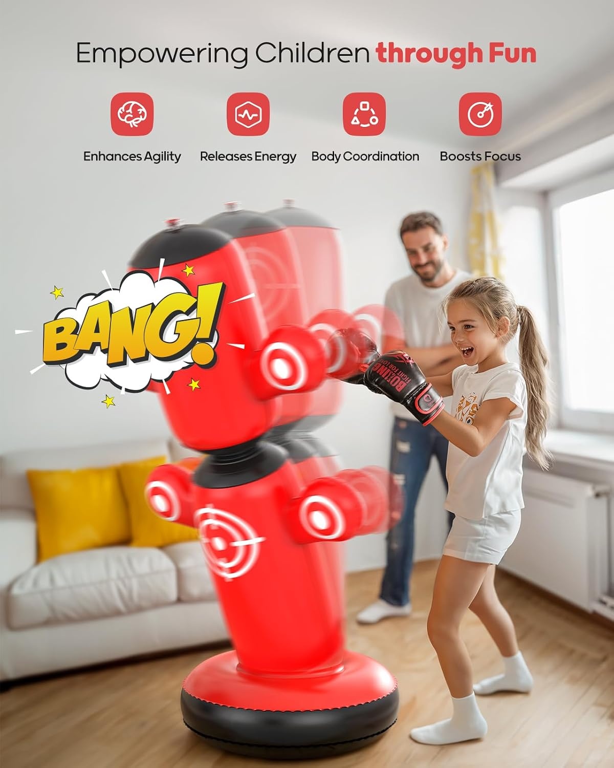 Staande Bokszak Kinderen 6-14 Jaar | 360° Draaibaar | 64 Inch | Incl. Handschoenen & Pomp | 33% Korting