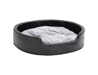 Hondenmand Pluche & Kunstleer Zwart/Grijs - 79x70x19cm - 34% Korting!