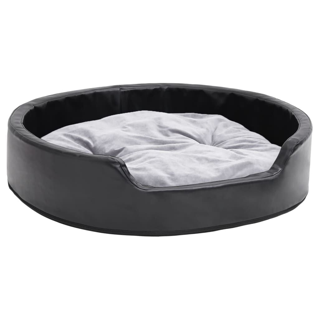 Hondenmand 79x70x19 cm Pluche & Kunstleer Zwart/Grijs - 59% Korting