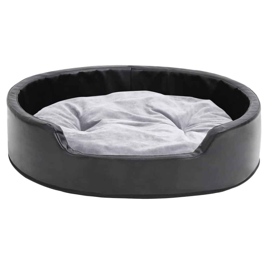 Hondenmand 79x70x19 cm Pluche & Kunstleer Zwart/Grijs - 59% Korting