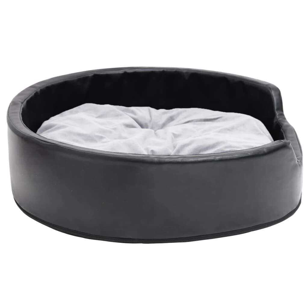 Hondenmand 79x70x19 cm Pluche & Kunstleer Zwart/Grijs - 59% Korting