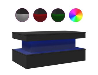 Salontafel met LED-verlichting - Zwart - 90x50x40 cm - 54% Korting