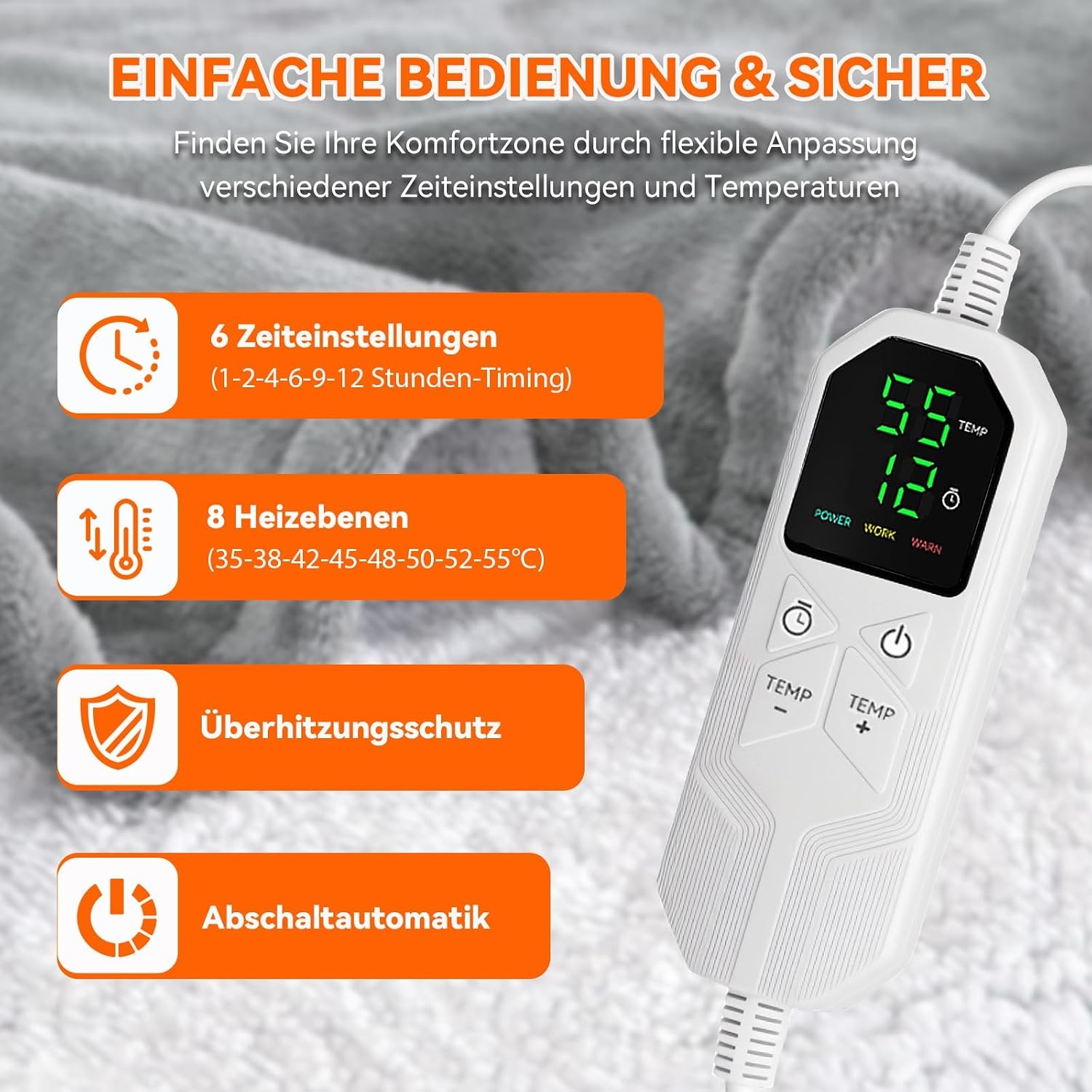 Elektrische deken 180x150 cm Flanel - 33% Korting!
