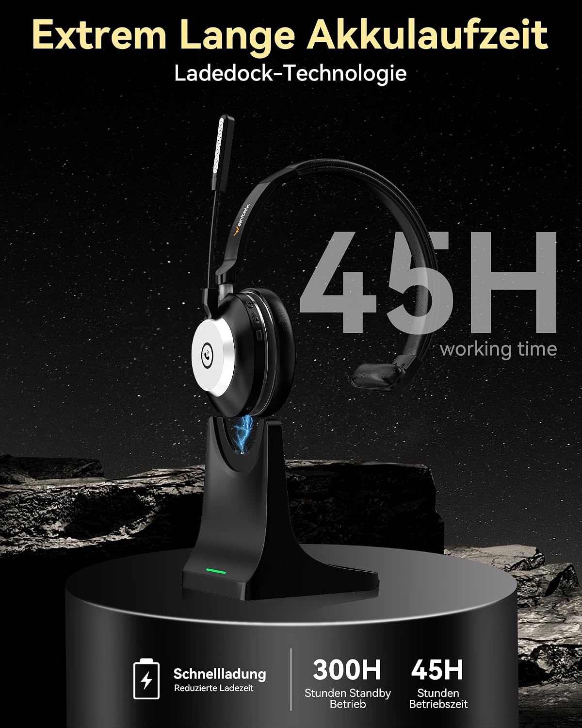 Draadloze Headset met AI-Ruisonderdrukking & Oplaadstation - 34% Korting