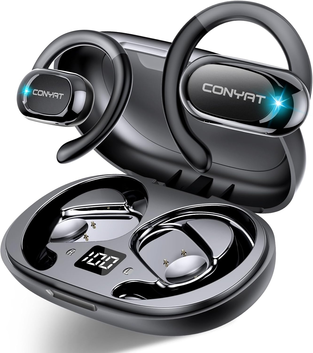 Open-Ear Sport Koptelefoon: 58u Speeltijd, Bluetooth 5.4, IPX7 (Zwart) - 28% Korting!