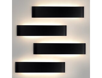 4x Zwarte Wandlamp Binnen 18W Dimmbaar - 3000-6500K - 2160LM