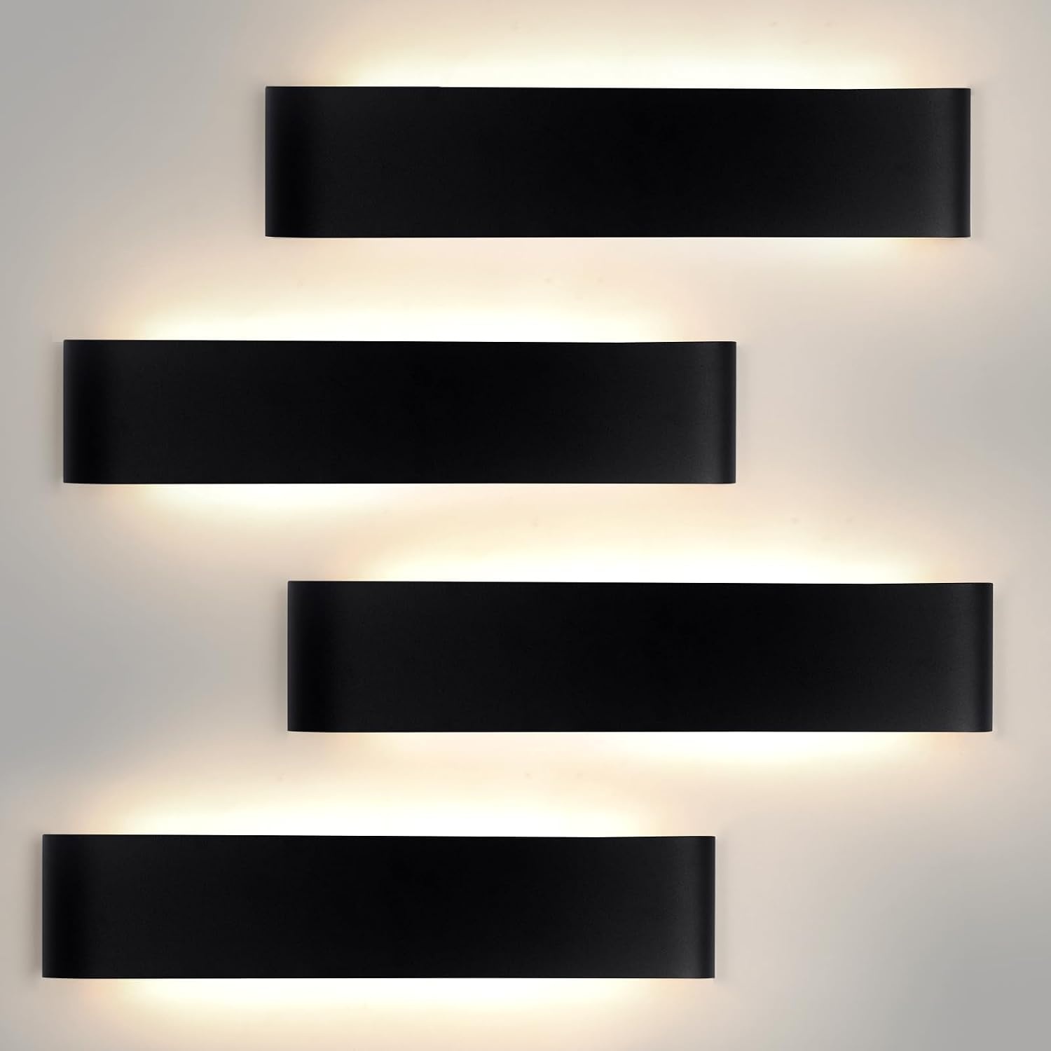 4x Zwarte Wandlamp Binnen 18W Dimmbaar - 3000-6500K - 2160LM
