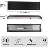 4x Zwarte Wandlamp Binnen 18W Dimmbaar - 3000-6500K - 2160LM