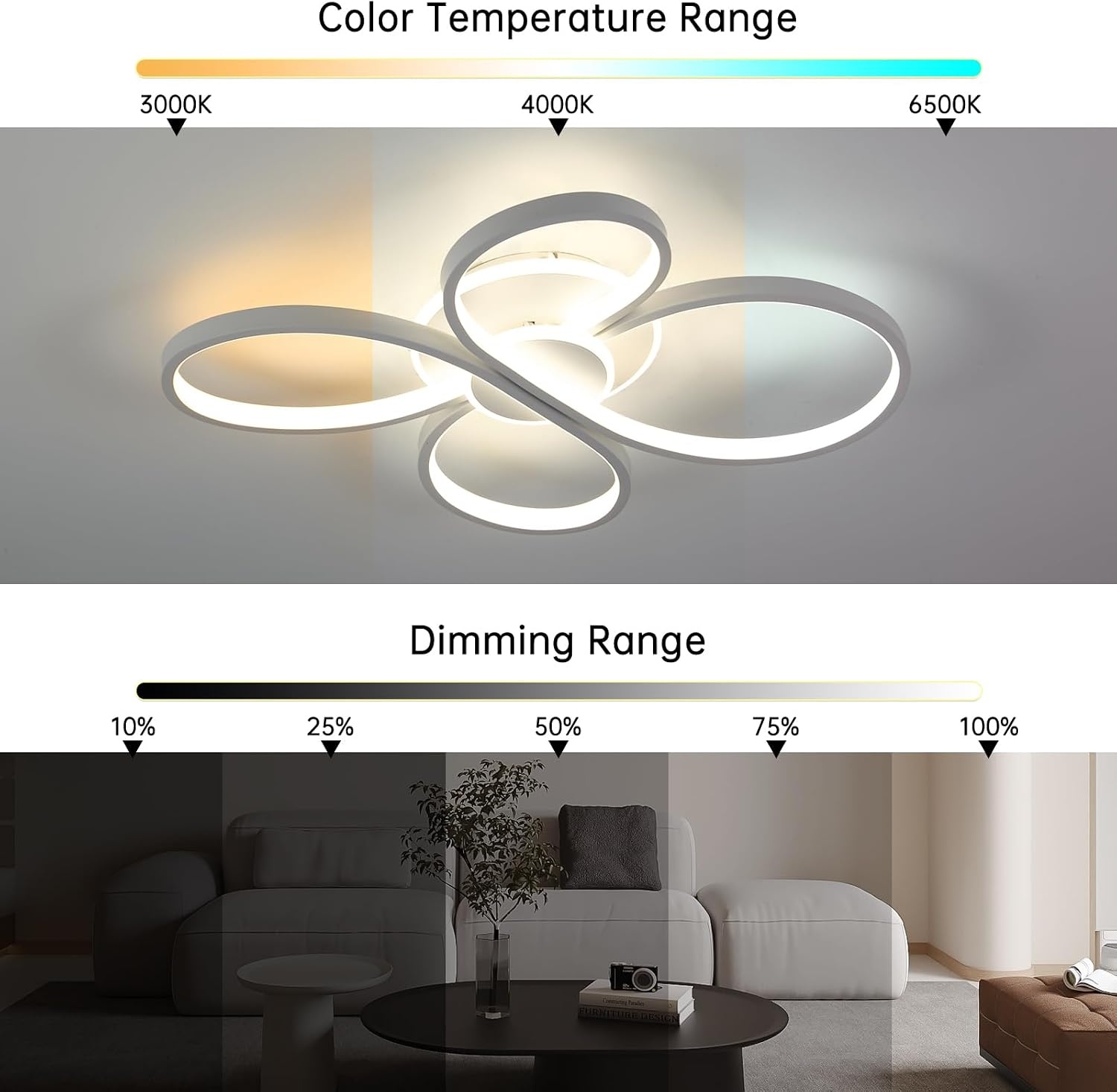 Dimbare LED Plafondlamp Bloemendesign 42W met Afstandsbediening - 34% Korting
