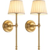 Draadloze Wandlampen Goud/Beige (Set van 2) - 3 Kleuren, Dimbaar