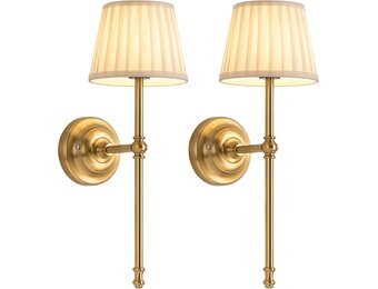 Draadloze Wandlampen Goud/Beige (Set van 2) - 3 Kleuren, Dimbaar
