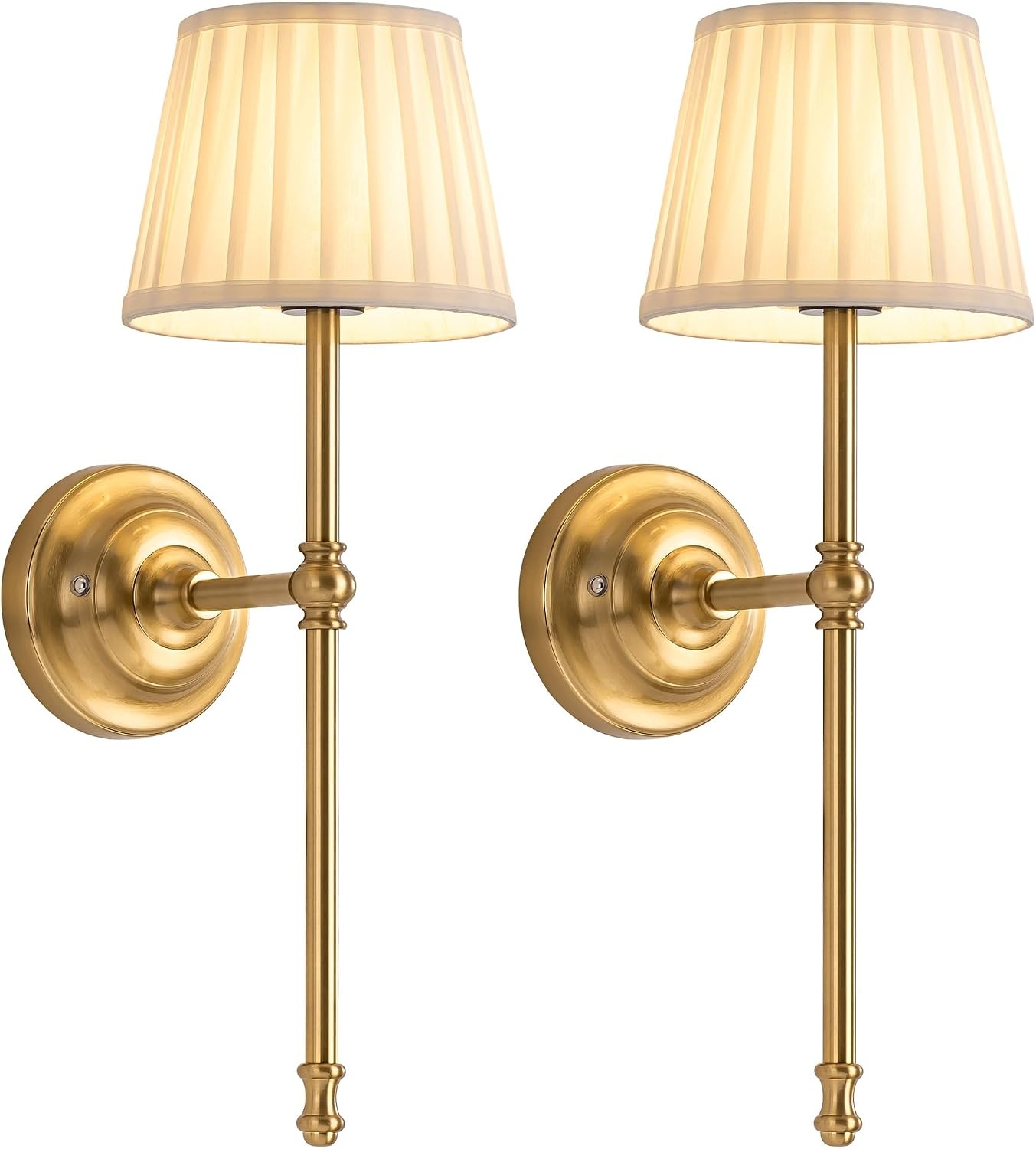 Draadloze Wandlampen Goud/Beige (Set van 2) - 3 Kleuren, Dimbaar