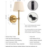 Draadloze Wandlampen Goud/Beige (Set van 2) - 3 Kleuren, Dimbaar