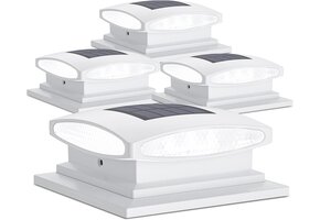 Zonne-paalkapverlichting 4-pack - 2 lichtmodi & 24 LED's - 39% korting!
