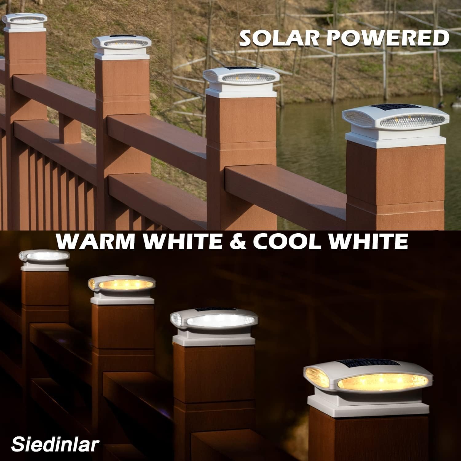 4x Zonne-paalkap Verlichting Wit - 2 Lichtmodi - 58% Korting