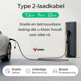 GONEO Type 2 Laadkabel 22kW 5M 32A Laadkabel Elektrische Auto Type 2 3 Fase Modus 3 voor E auto EV/PHEV met Draagtas