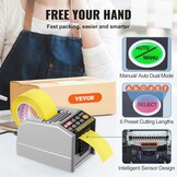 Automatische elektrische plakbandafroller bandsnijmachine | Instelbare bandbreedte 6-60 mm | Instelbare bandlengte 5-999 mm | 25W