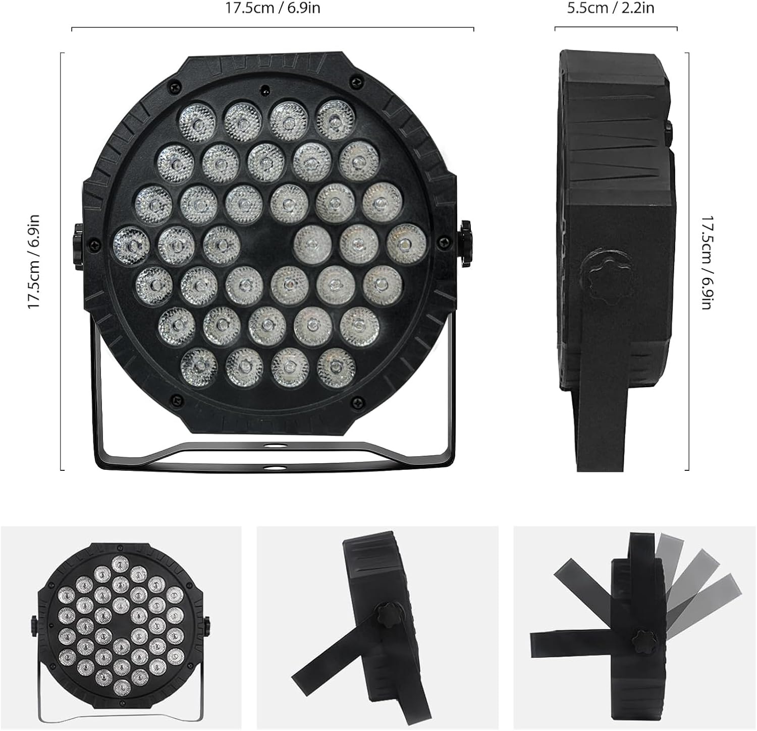 LED Par Spotlight 36 LED 72W discolicht partylicht RGB DMX512 met afstandsbediening, podiumlicht 7 lichtmodi DJ licht voor party bar stage festival show - Maat 1 STK