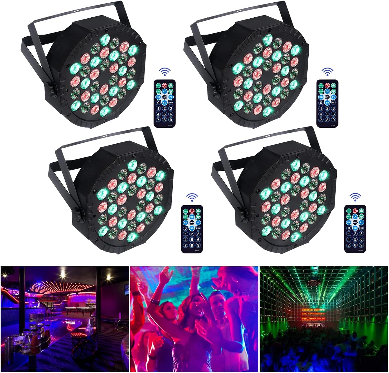 LED Par Spotlight 36 LED 72W discolicht partylicht RGB DMX512 met afstandsbediening, podiumlicht 7 lichtmodi DJ licht voor party bar stage festival show - Maat 1 STK
