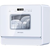 AIRMSEN Tafelvaatwasser, mini-vaatwasser met wateronthardingssysteem, 7+2 programma's en 5 liter watertank, compacte vaatwasser met/zonder wateraansluiting, ideaal voor appartementen, camper, wit