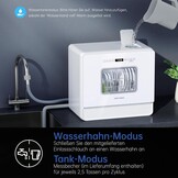 AIRMSEN Tafelvaatwasser, mini-vaatwasser met wateronthardingssysteem, 7+2 programma's en 5 liter watertank, compacte vaatwasser met/zonder wateraansluiting, ideaal voor appartementen, camper, wit