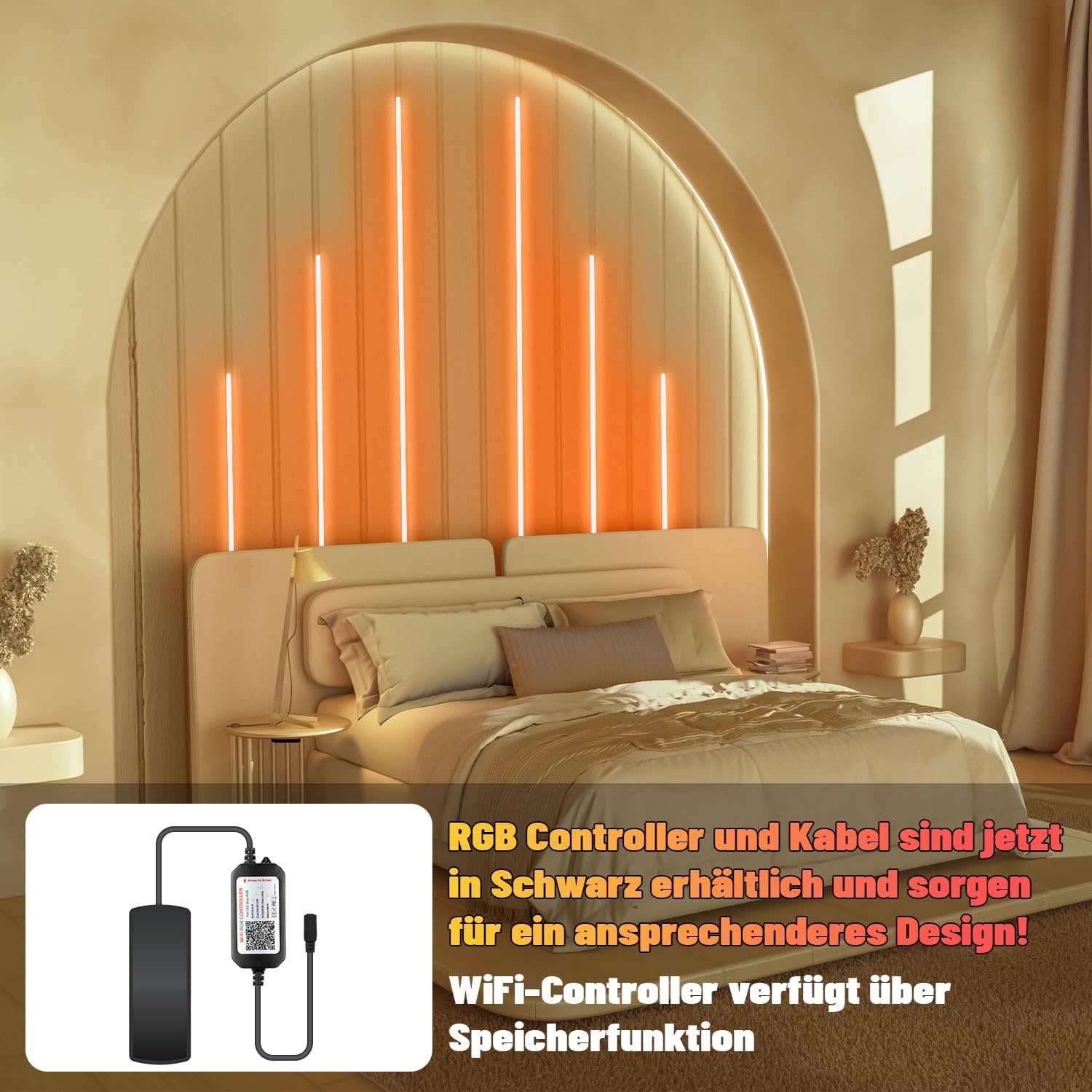 Lichaser RGB LED-strips voor akoestische panelen - Zwart - Set van 6 (2x40, 2x60, 2x90 cm)