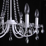 Kristallen kroonluchter, 6 lichten kroonluchters plafondlamp, moderne kroonluchter wit, E14 Base hanglamp, kristallen plafondverlichting voor woonkamer, eetkamer, slaapkamer, hal, keuken