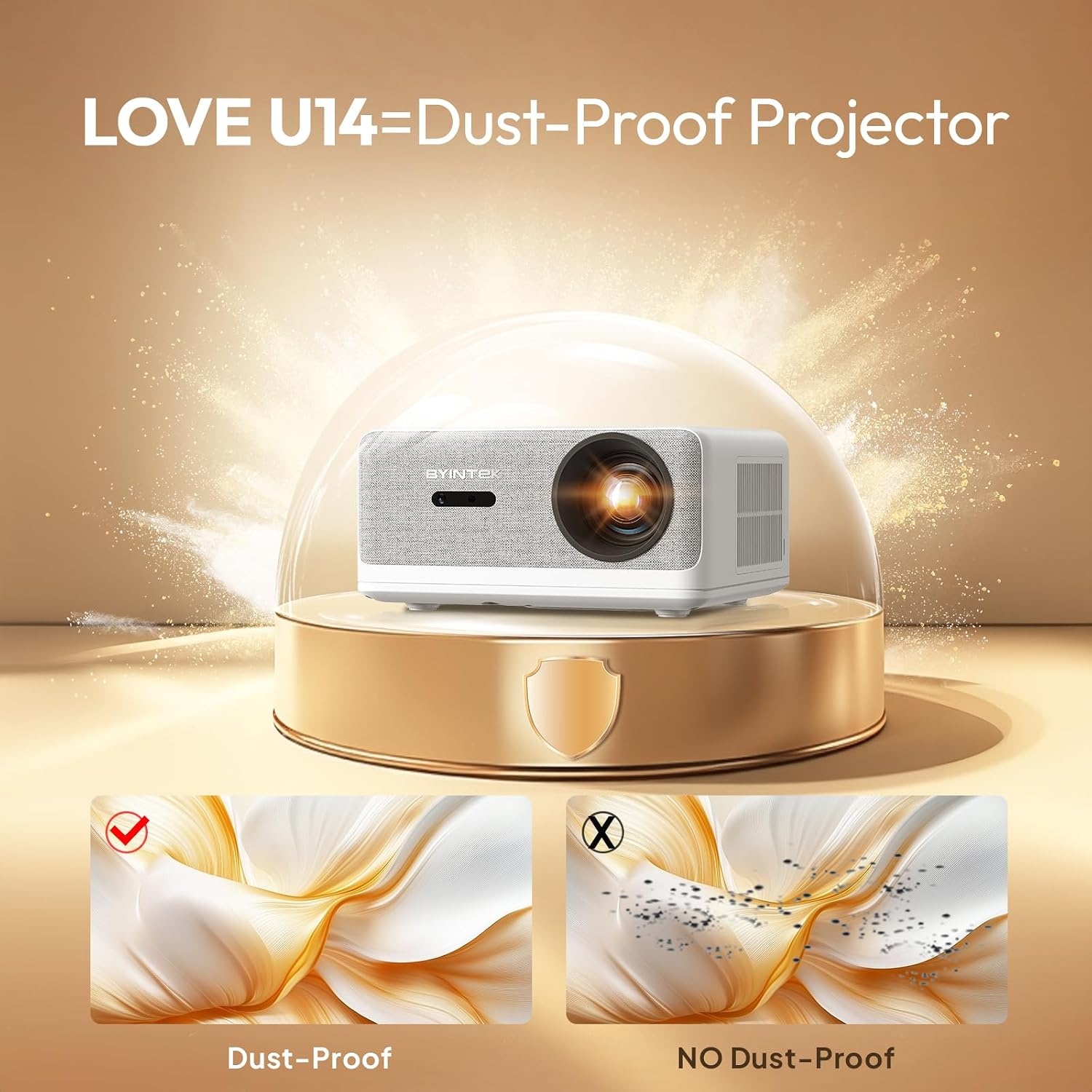 BYINTEK U14 4K Home Cinema, 30,000 Lumens Full HD WiFi6 BT 5.0 Mini Projector, 1980 x 1020p, Autofocus, Fully Sealed, Dustproof, Automatic Obstruction, 450 Inch Projector