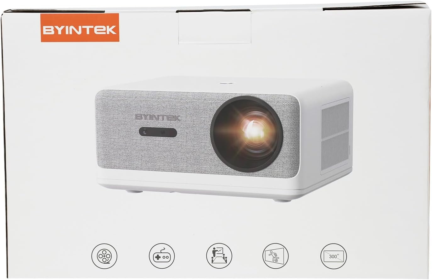 BYINTEK U14 4K Home Cinema, 30,000 Lumens Full HD WiFi6 BT 5.0 Mini Projector, 1980 x 1020p, Autofocus, Fully Sealed, Dustproof, Automatic Obstruction, 450 Inch Projector
