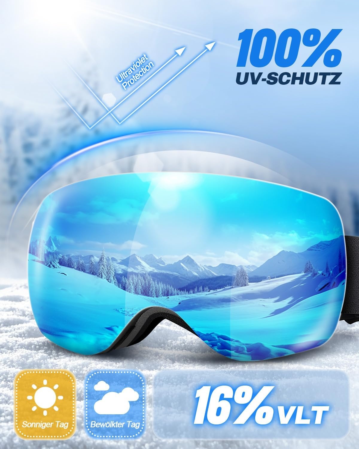 Skibril Blauw Uniseks - 62% Korting
