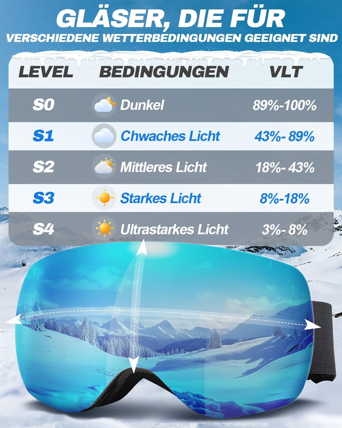 Skibril Blauw Uniseks - 62% Korting