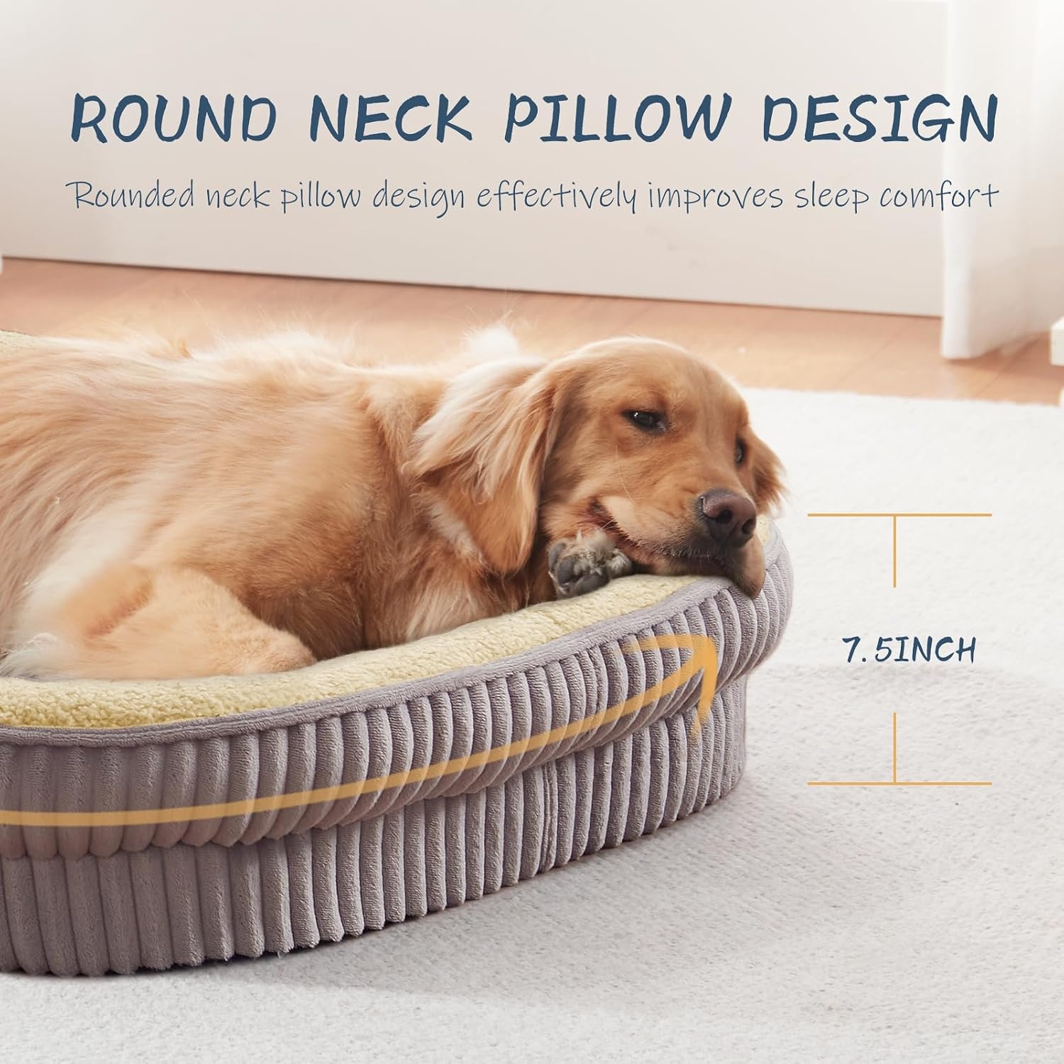 Orthopaedic Bed for Medium and Large Dogs, High Density Foam Dog Sofa with Four Sided Cushion, Pet Bed, Removable and Washable Cover, Non-Slip Bottom