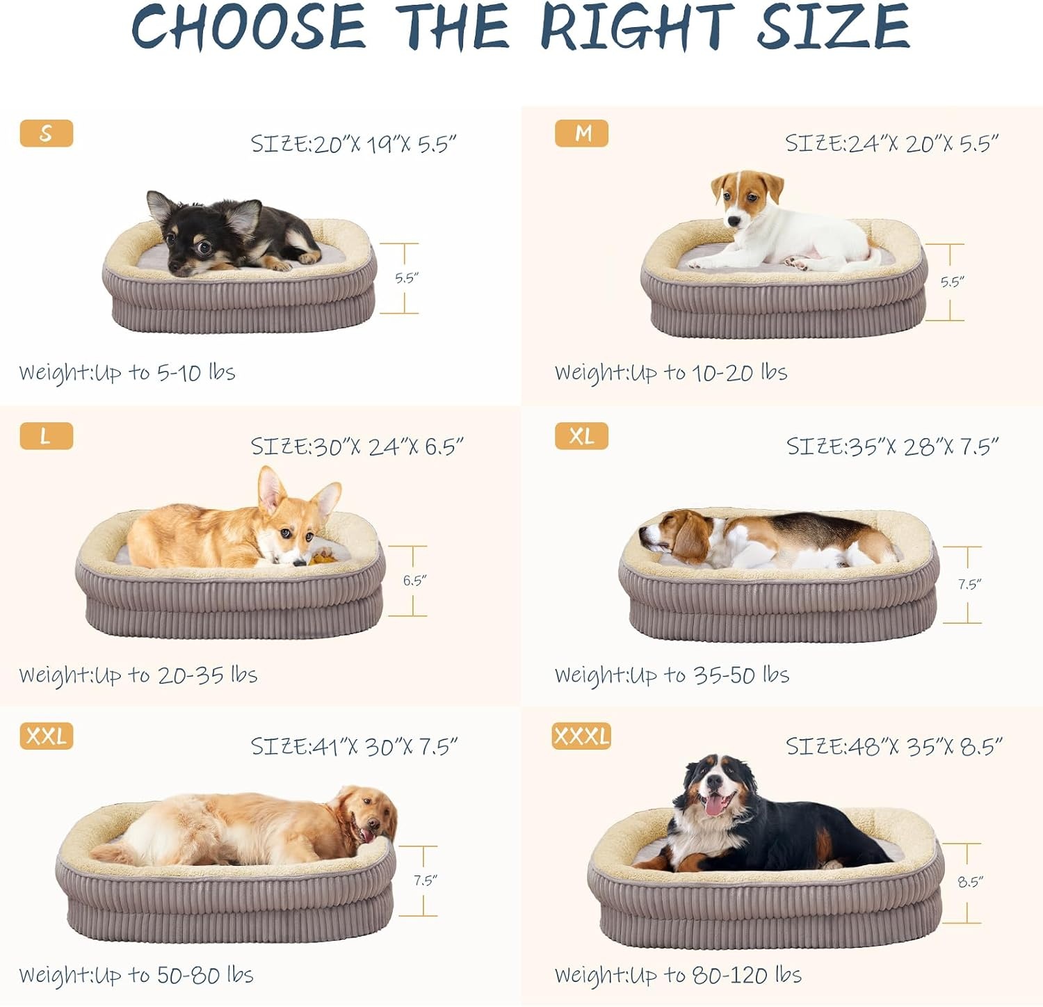 Orthopaedic Bed for Medium and Large Dogs, High Density Foam Dog Sofa with Four Sided Cushion, Pet Bed, Removable and Washable Cover, Non-Slip Bottom