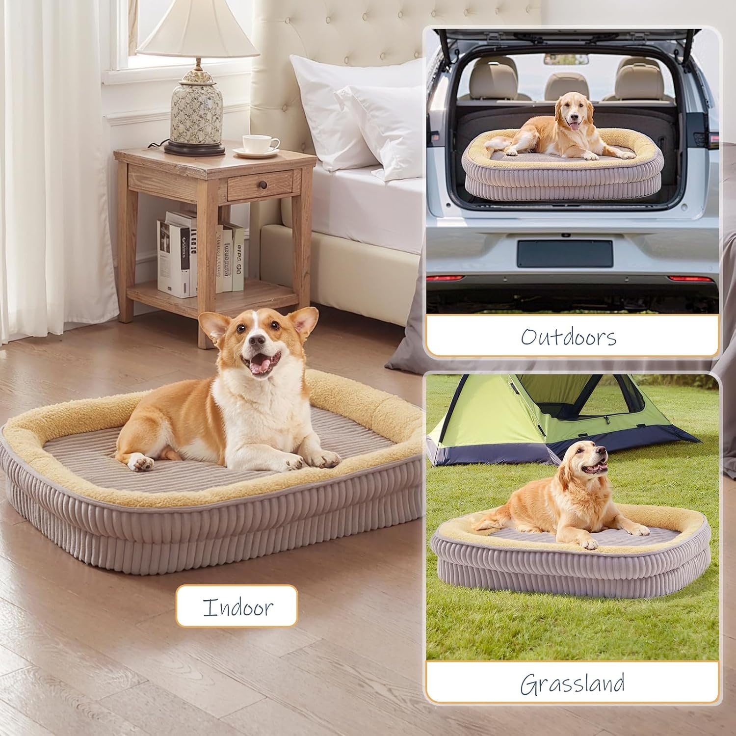 Orthopaedic Bed for Medium and Large Dogs, High Density Foam Dog Sofa with Four Sided Cushion, Pet Bed, Removable and Washable Cover, Non-Slip Bottom