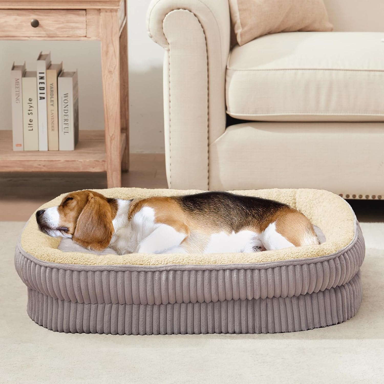 Orthopaedic Bed for Medium and Large Dogs, High Density Foam Dog Sofa with Four Sided Cushion, Pet Bed, Removable and Washable Cover, Non-Slip Bottom