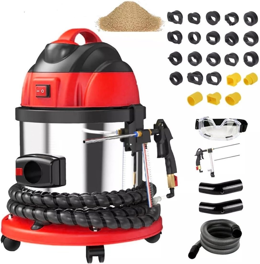 Walnoot Blaster,HTS558 Walnootzand DE-koolstofreiniger,Auto-walnootreiniger,1200W Motor Koolstofafzetting Inlaatspruitstuk & Uitlaatklepreiniger met 23 adapters, 2 kg walnootzand, 110V/220V