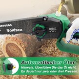 Goldsea Accukettingzaag, 8 inch mini-kettingzaag met accu, olietank, max. 21 V, 4,0 Ah, borstelloze motor, gereedschapsloze kettingspanning en automatische kettingsmering, batterijniveau-indicator,