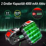 Goldsea Accukettingzaag, 8 inch mini-kettingzaag met accu, olietank, max. 21 V, 4,0 Ah, borstelloze motor, gereedschapsloze kettingspanning en automatische kettingsmering, batterijniveau-indicator,