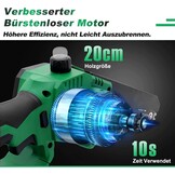 Goldsea Accukettingzaag, 8 inch mini-kettingzaag met accu, olietank, max. 21 V, 4,0 Ah, borstelloze motor, gereedschapsloze kettingspanning en automatische kettingsmering, batterijniveau-indicator,