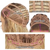 Krullende Blond Ombre Pruik met Donkere Wortels 66 cm Kant Vooraan Synthetisch met 60% Korting